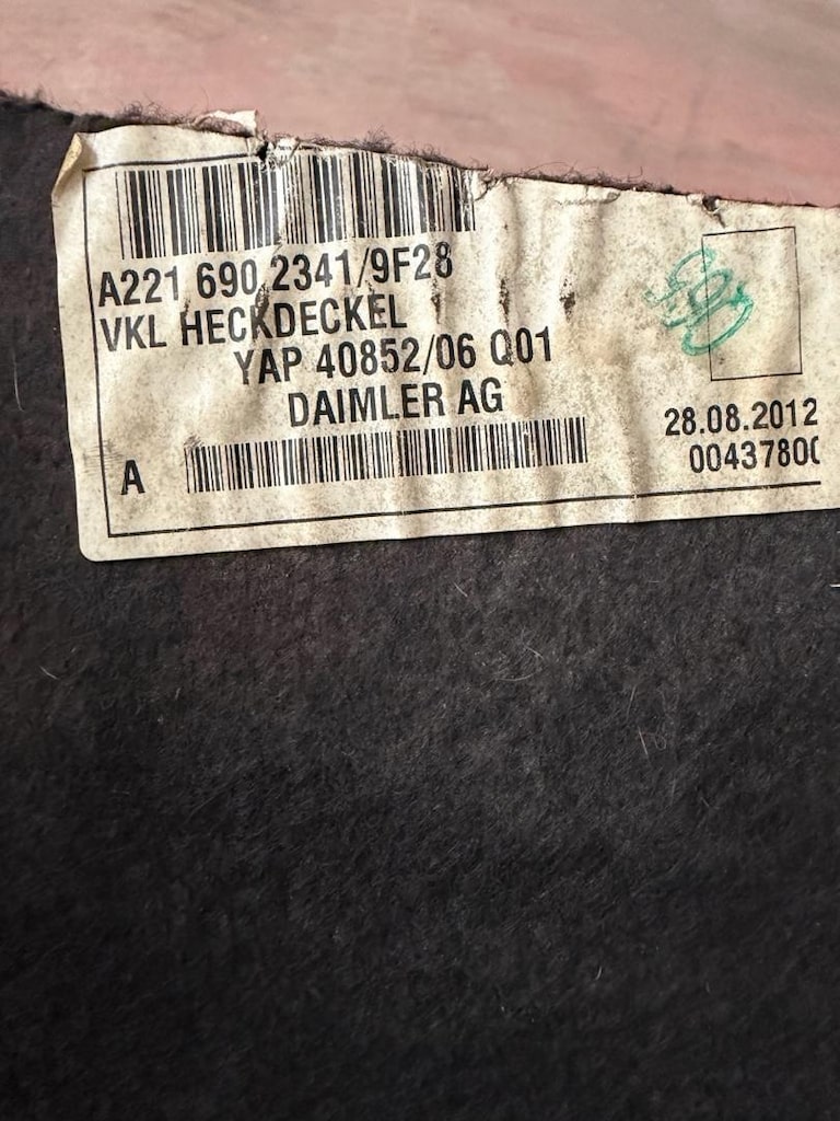 mercedes A221 W221 bagaj kapak döşemesi çıkma orjinal A2216902341 - 3
