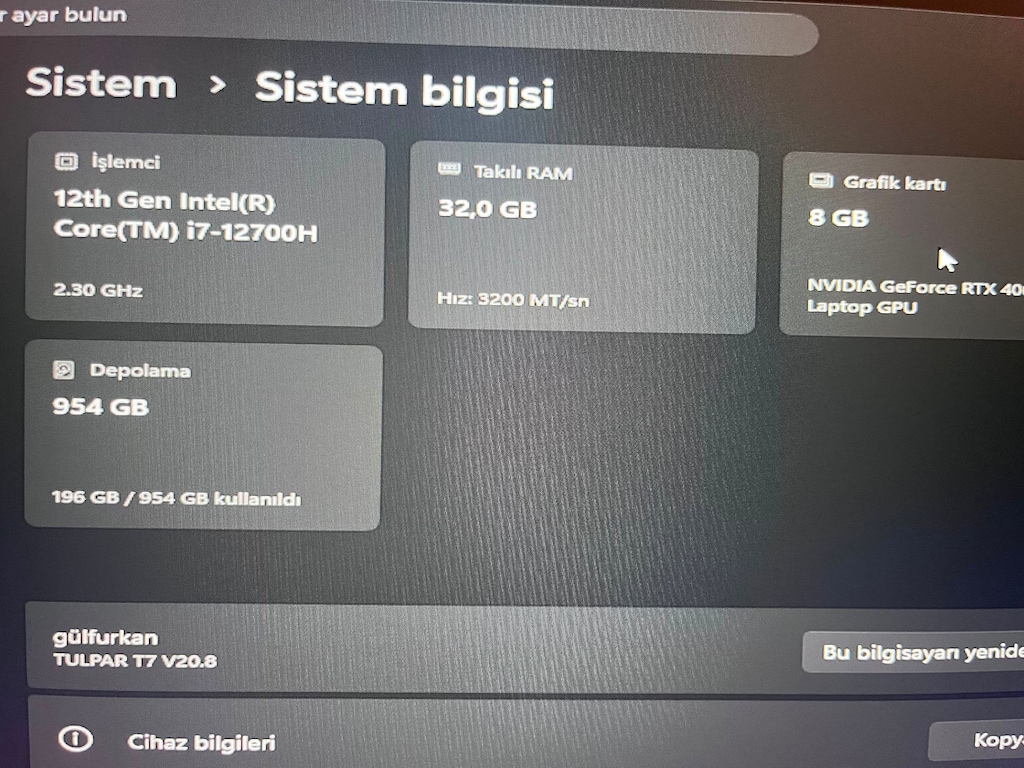 MONSTER Tulpar T7 V20.8.5 17,3" Oyun Bilgisayarı FULL EKİPMANLI - 7