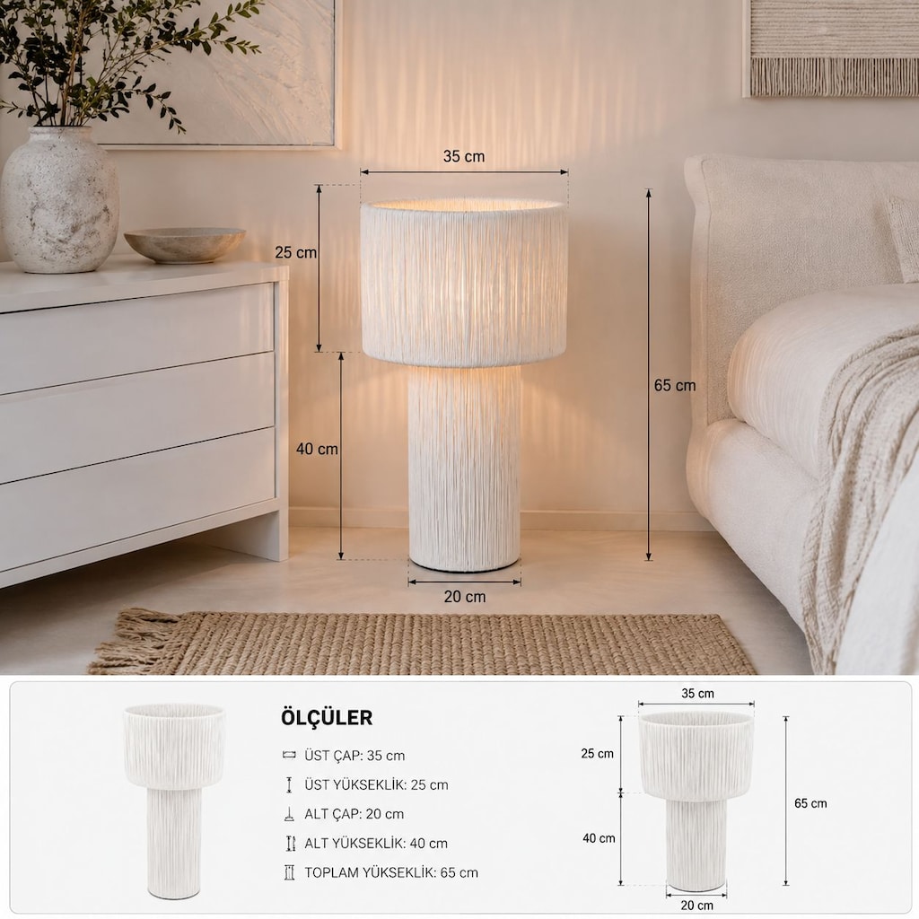 LUMEA El Yapımı Dekoratif Lambader 65 cm – Sıfır - 12