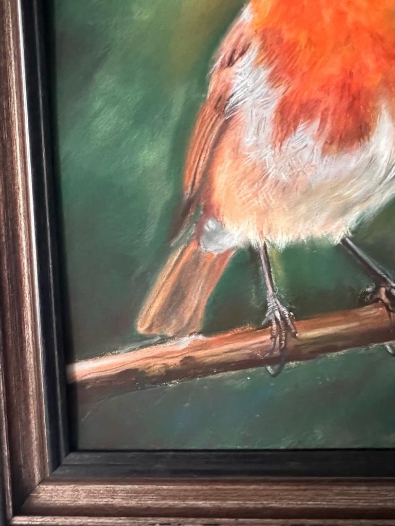 Orijinal Soft Pastel Kızılgerdan (Robin) Kuşu Tablosu 18x24 cm El Yapı - 8