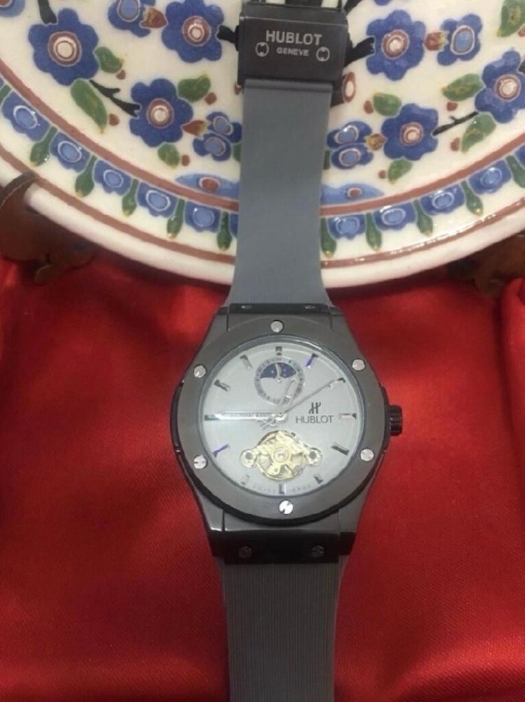 Hublot Geneve otomatik Siyah Gri Skeletonlu erkek kol Saati.. - 3