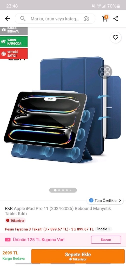 Ipad pro 11" (2024-2025) model için sıfır kılıf.
