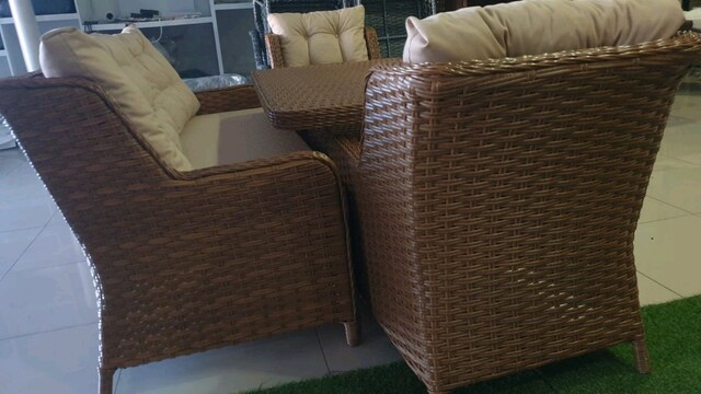 Rattan bahçe balkon mobilya lüks çift örme