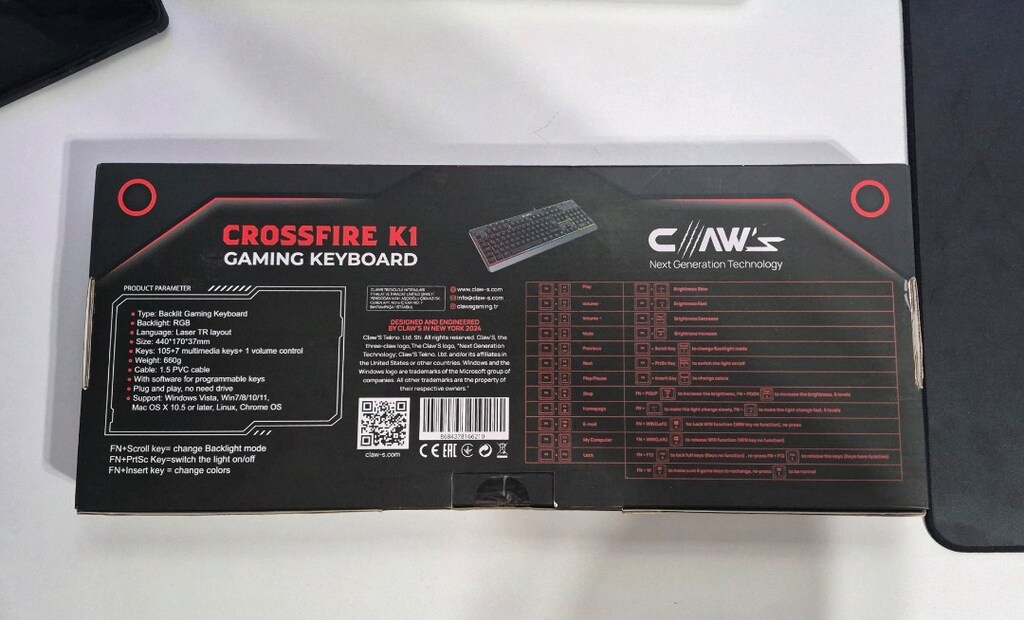 ClawS CROSSFIRE K1 KLAVYE SIFIR ÜRÜN - 2
