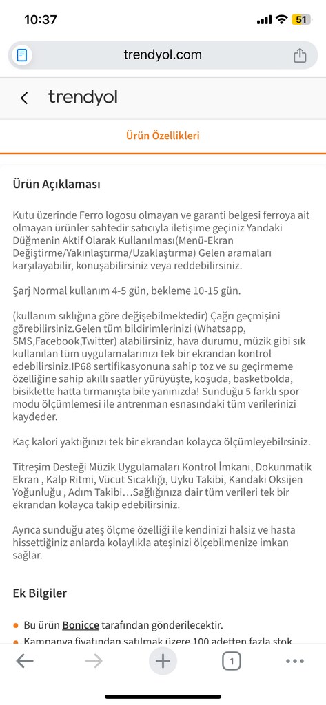 Ferro akıllı saat sıfır garantili kutulu çoğu özelliklere sahib - 9