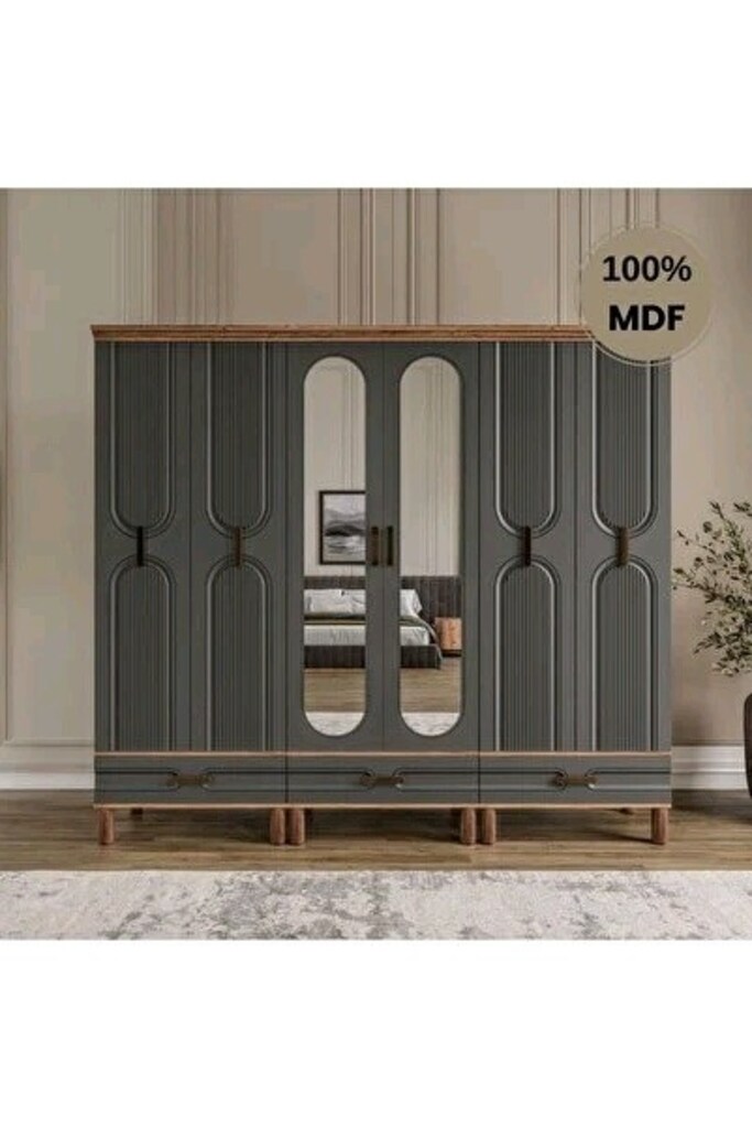 6 Kapaklı MDF Gardırop, 6 Kapılı Bohem Dolap SIFIR MAĞAZADAN - 3