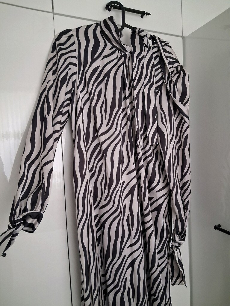 zebra desenli saten abiye - 2