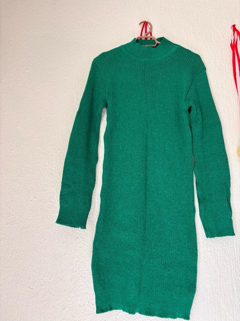 Zümrüt Yeşili Triko Elbise - 2