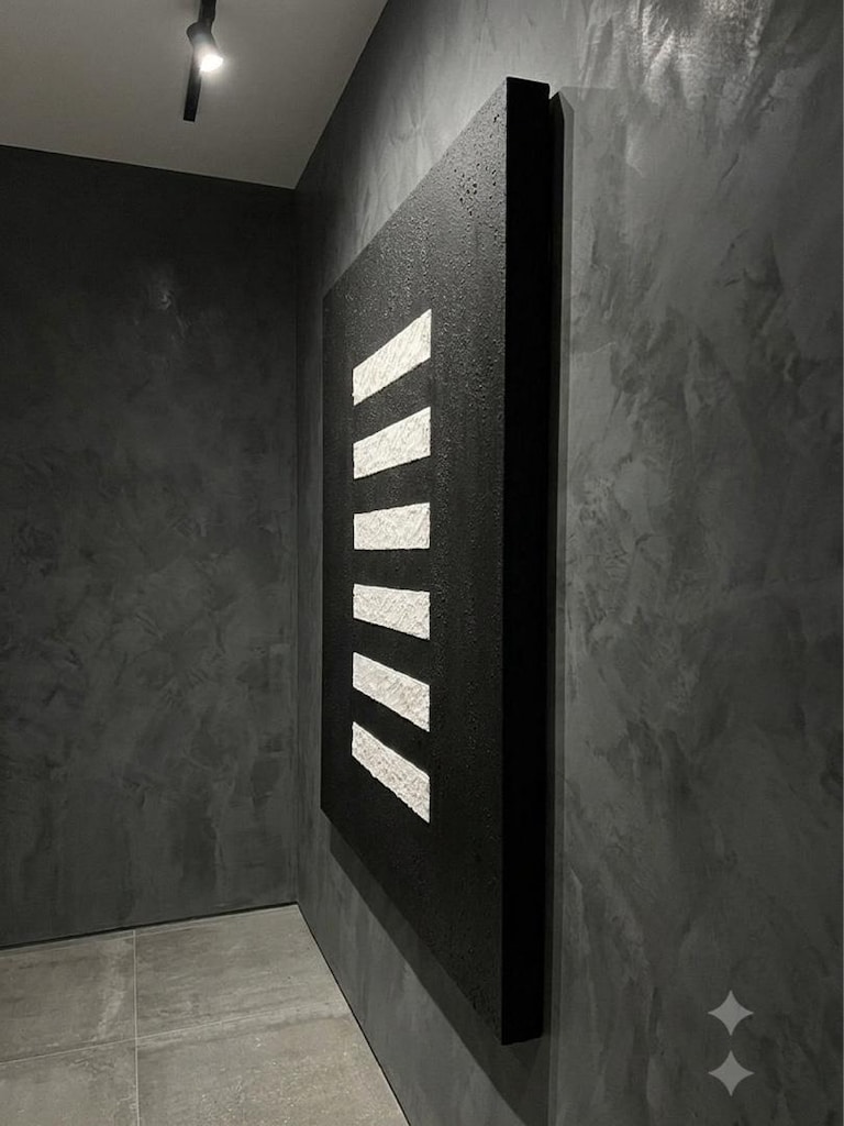 TABLO EL İŞÇİLİĞİ DOKULU KABARTMALI TEKNİK 70x100 SİYAH TABLO - 3