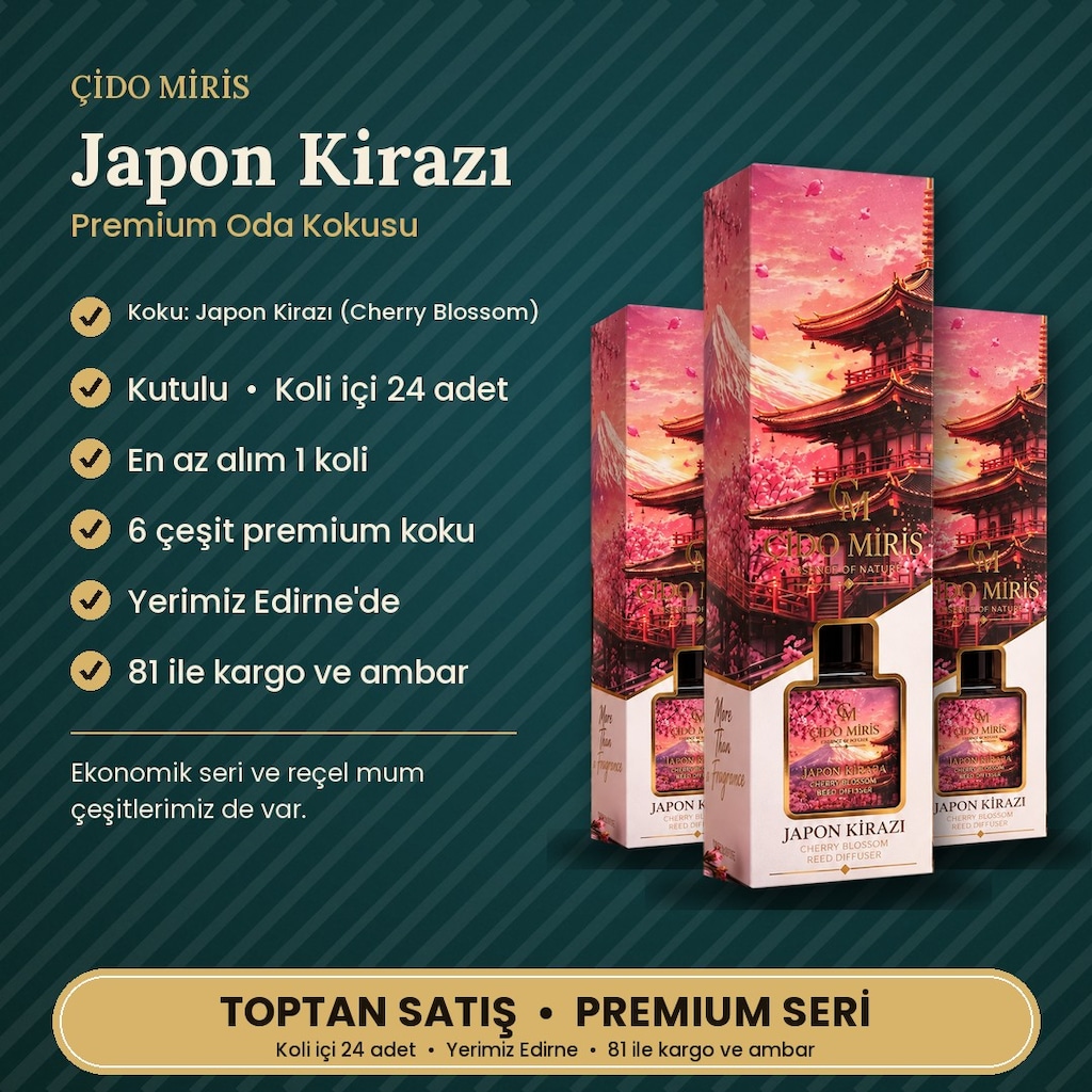 ÇİDO MİRİS JAPON KİRAZI PREMIUM ODA KOKUSU KOLİ İÇİ 24 ADET - 2