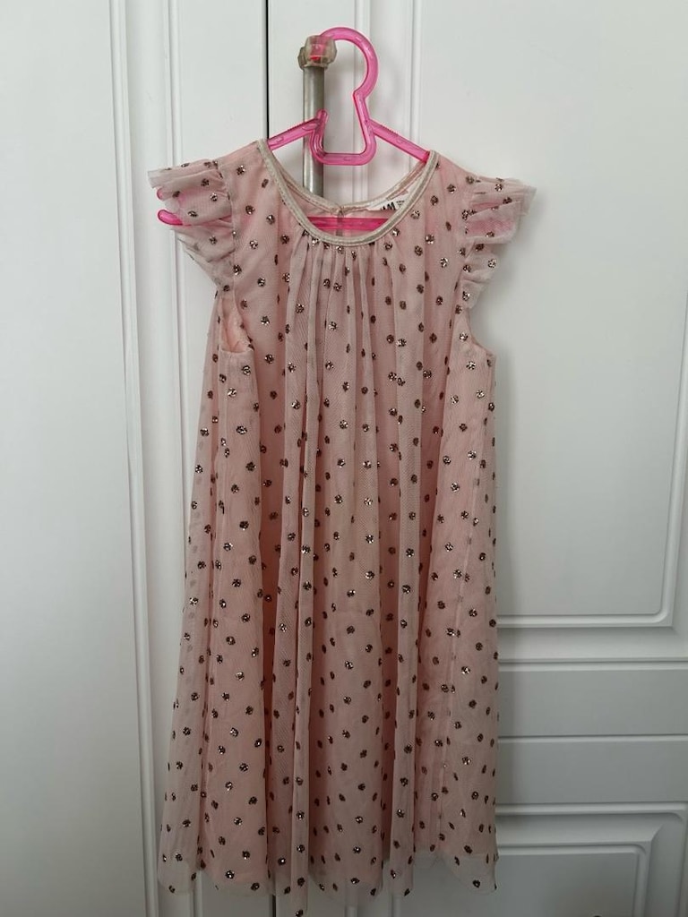Pembe Payetli Kız Çocuk Elbisesi - 2