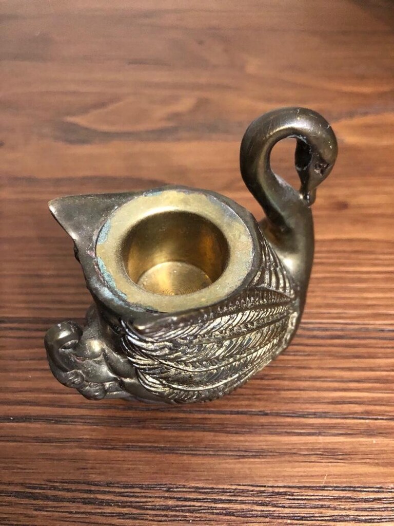 Döküm Pirinç Kuğu Biblo /Mumluk - 4