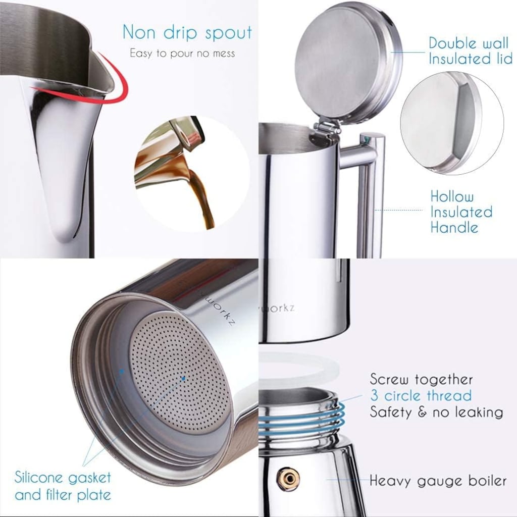 EASYWORKZ DIEGO 200 ML / 4 CUP PASLANMAZ ÇELİK MOKA POT - 7