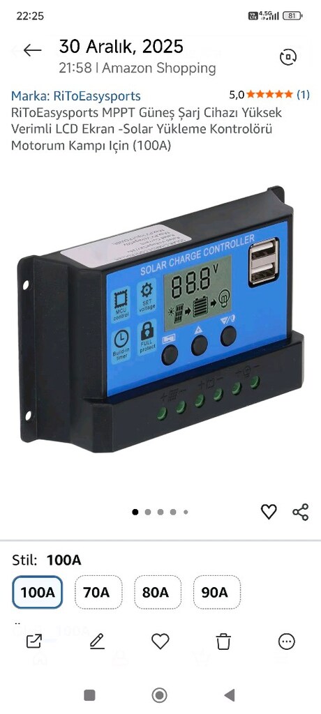 SIFIR YENİ ÜRÜN GÜNEŞ PANELİ 30 AMPER ŞARJ KONTROL CİHAZI 12-24 VOLT Ç - 4