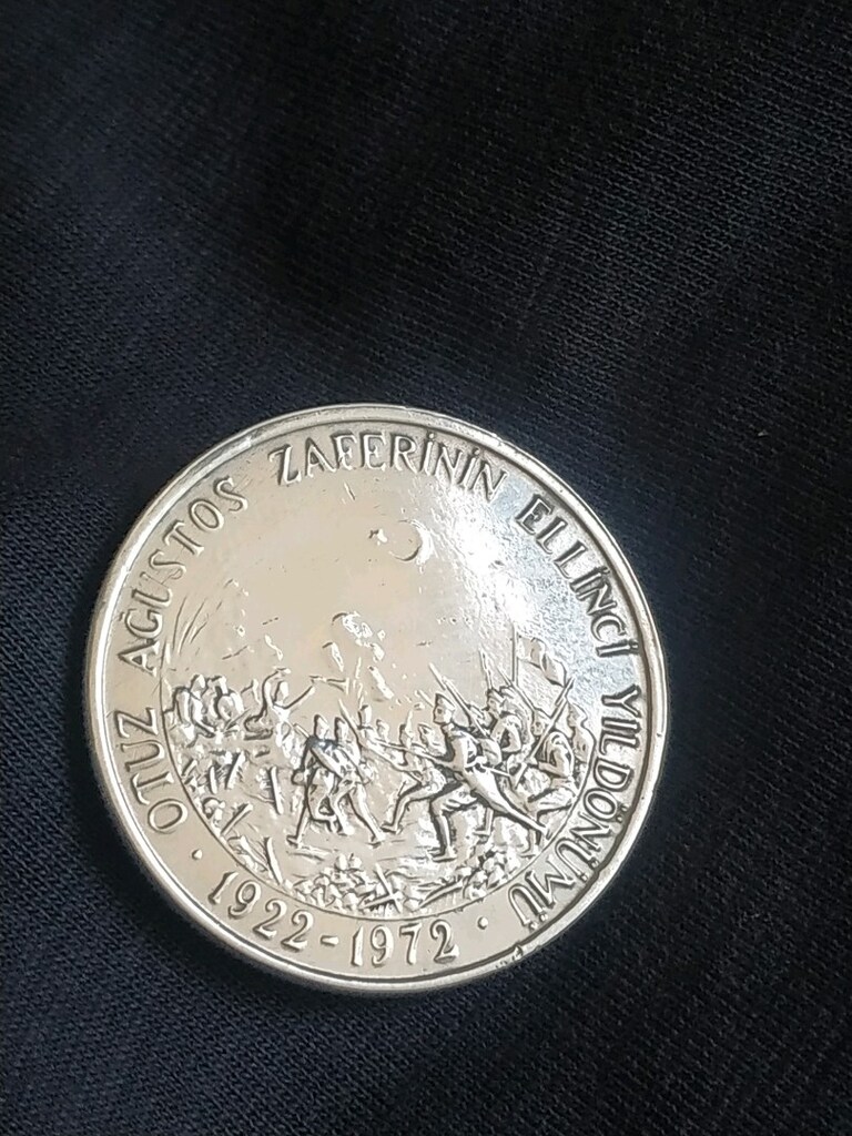 1972 30 Ağustos Zaferi'nin 50.Yılı Gümüş Hatıra Para 50 Lira - 2
