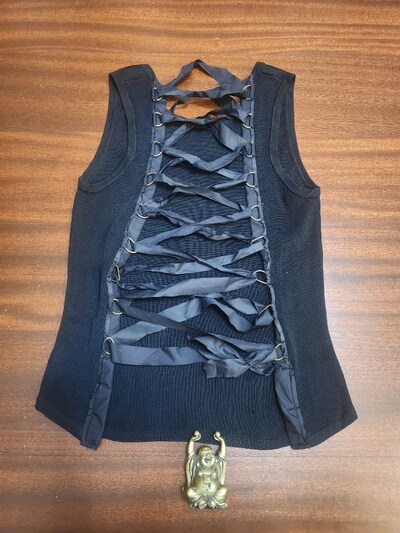 MANGO Gotik Sırt Korse Detaylı Kolsuz Bluz