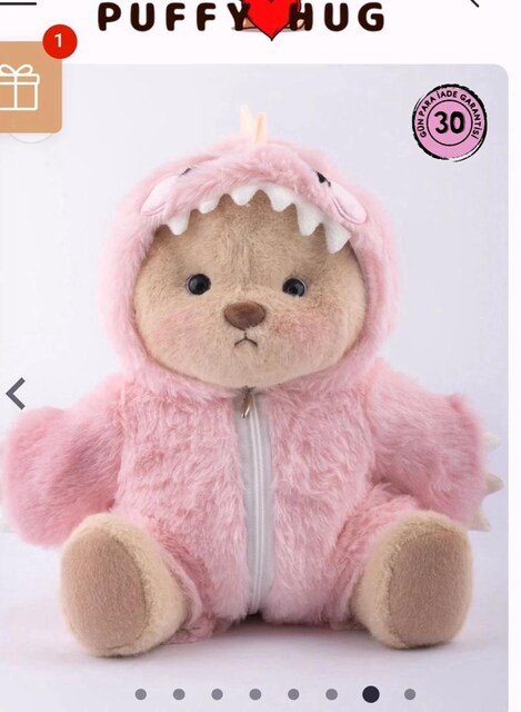 PUFFY HUG BEYAZ PUFFY + PEMBE DİNO KOSTÜMÜ