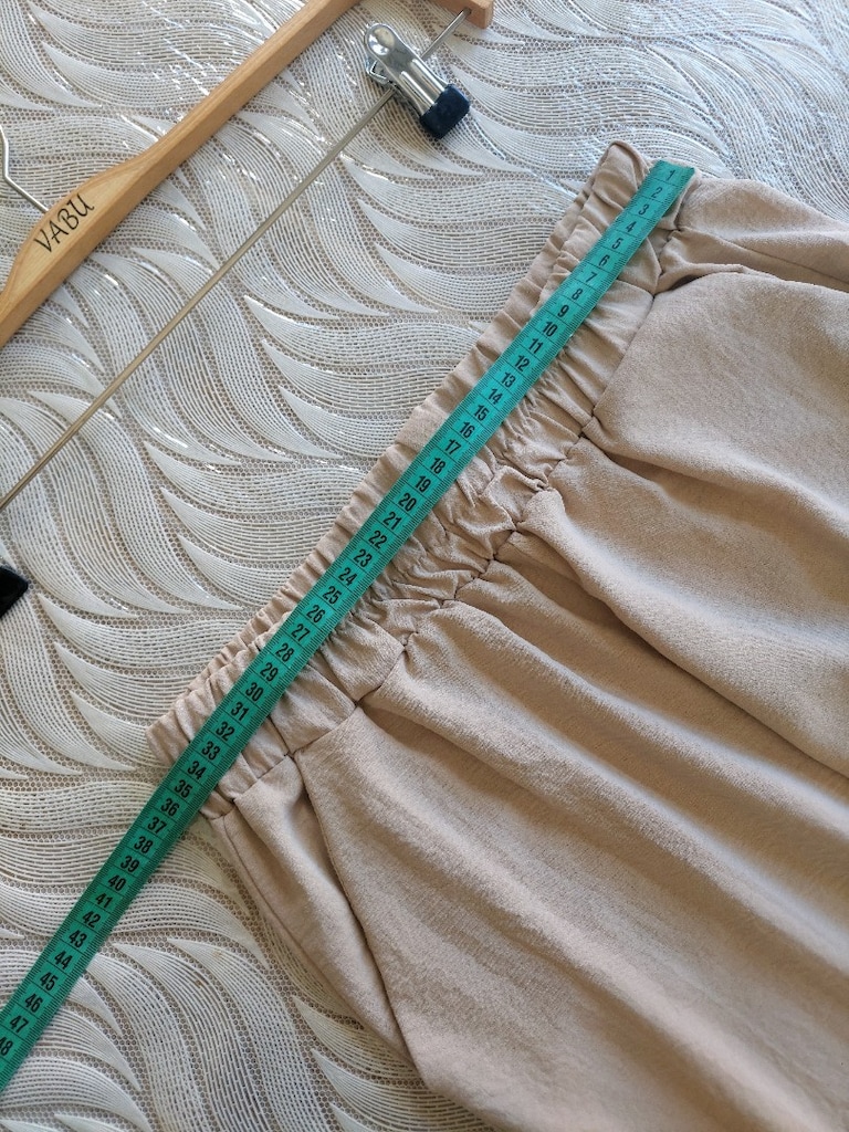 Beli lastikli cepli ince bej rengi spor pantolon - 6