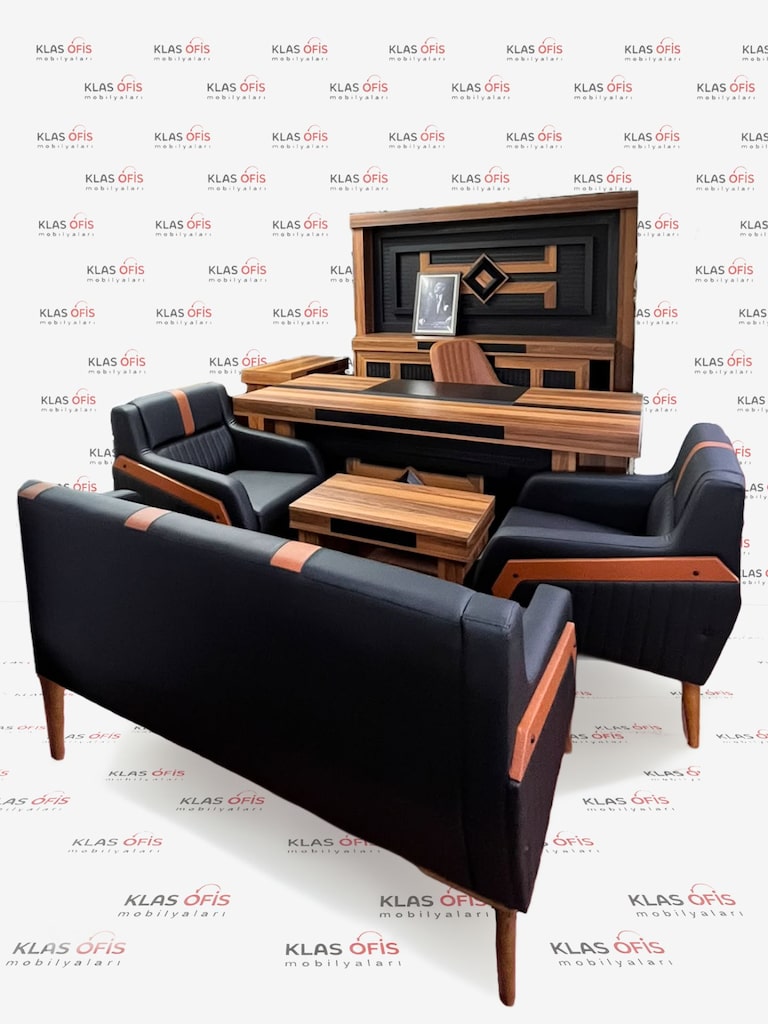 KLAS OFİS PENDİK 210x90 BAROK CEVİZ MAKAM TAKIMI FULL KOLTUKLU - 3