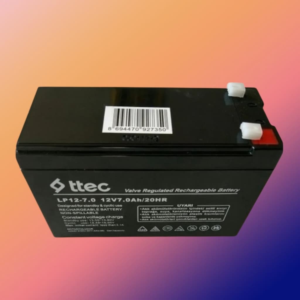 Ttec 12volt 7amper Pilsan Şarjlı Bakımsız Kuru akü ( Sıfır ) - 3