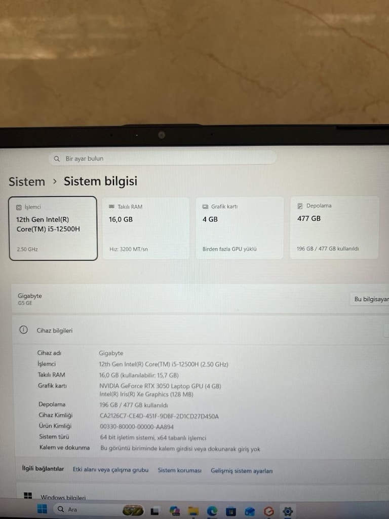 RTX 3050 +16GB+12500H+512 M2 Gaming Laptop - 6