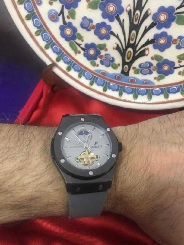 Hublot Geneve otomatik Siyah Gri Skeletonlu erkek kol Saati.. - 7
