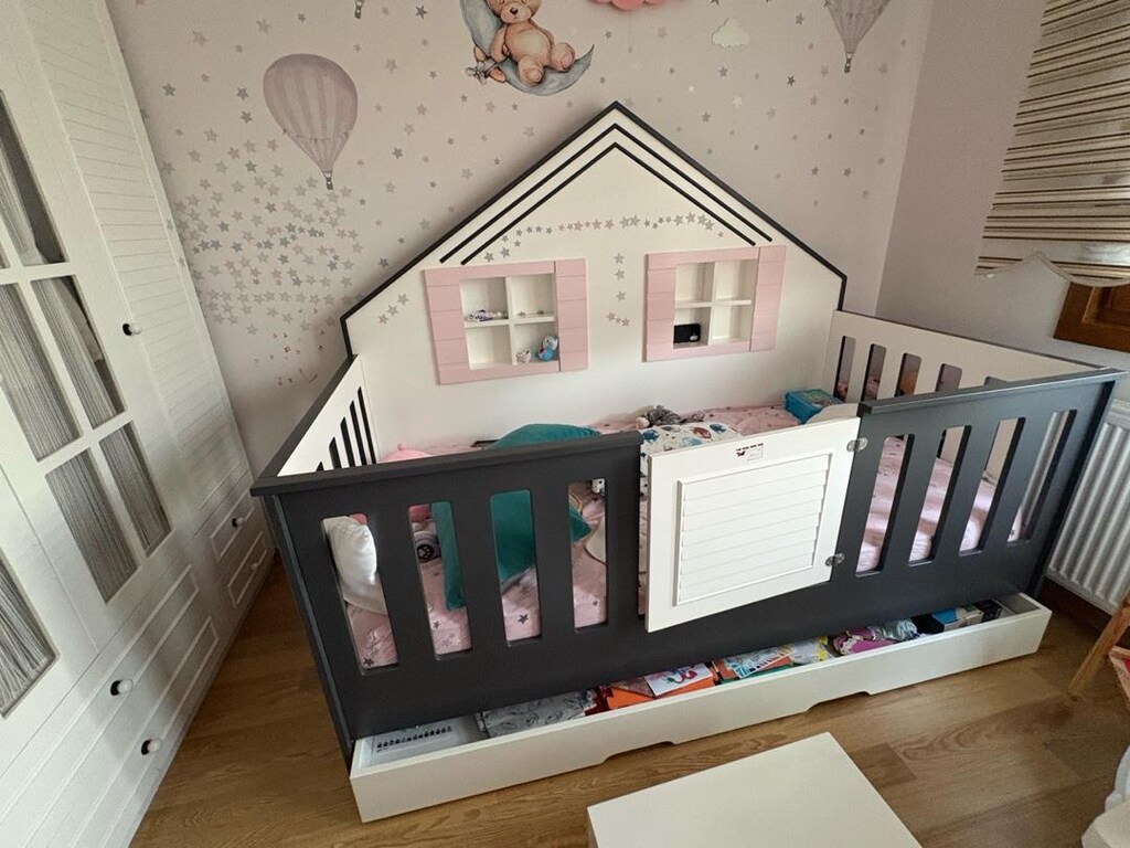 Özel Yapım Montessori Çocuk Yatağı 100×200 cm – Ev Tasarımlı, - 4