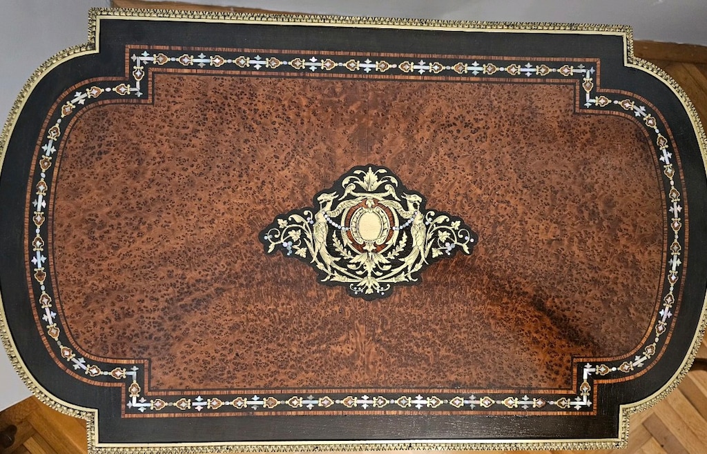 antika fransız bronz işçilikli makyaj takı masası - 4