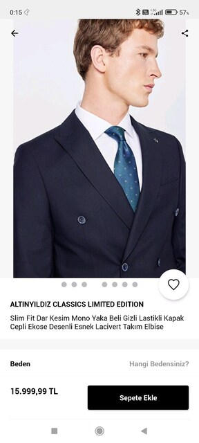 altın yıldız classic takım elbise kruvaze telefon tablet takaslı