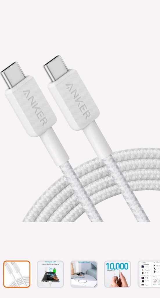Anker 322 PowerLine 0.9 m Type-C 60 W Şarj Kablosu
