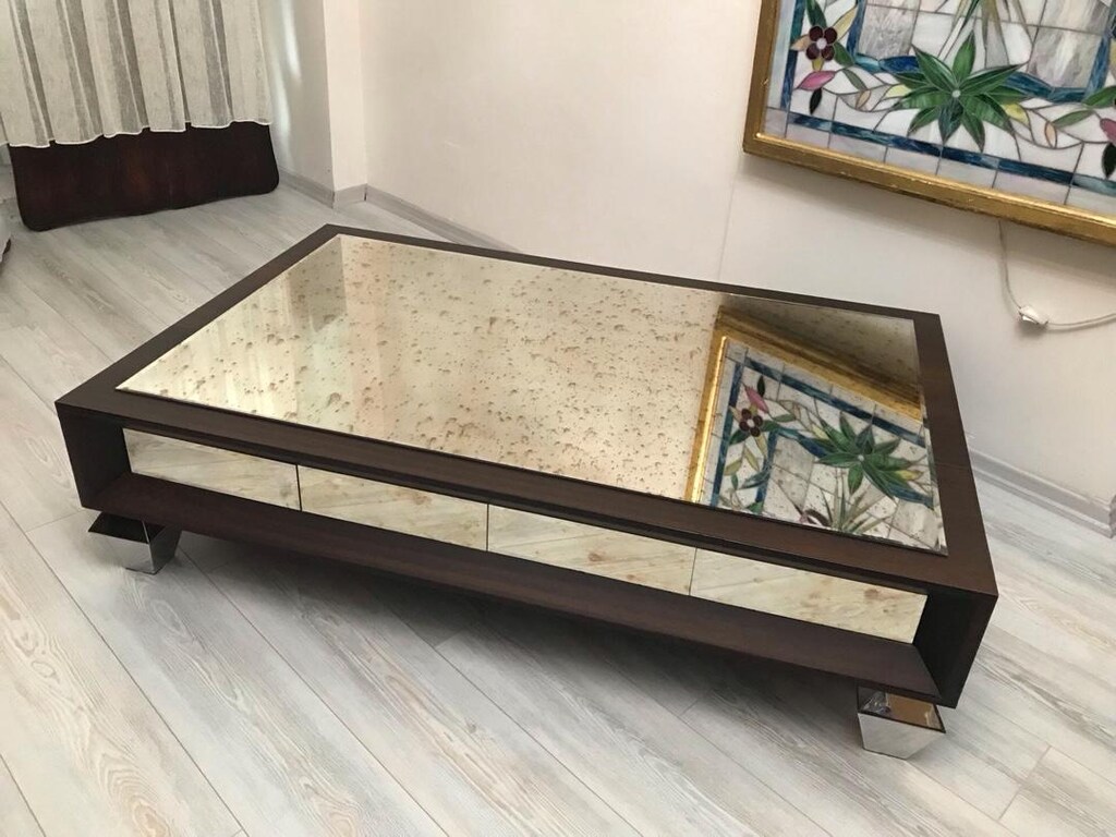 Özel Yapım Eskitme Aynalı Orta Sehpa - 8