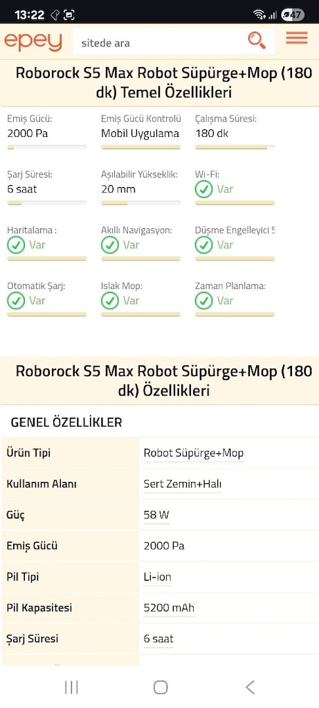 Yeni Bataryalı Roborock S5 Max Robot Süpürge - 10