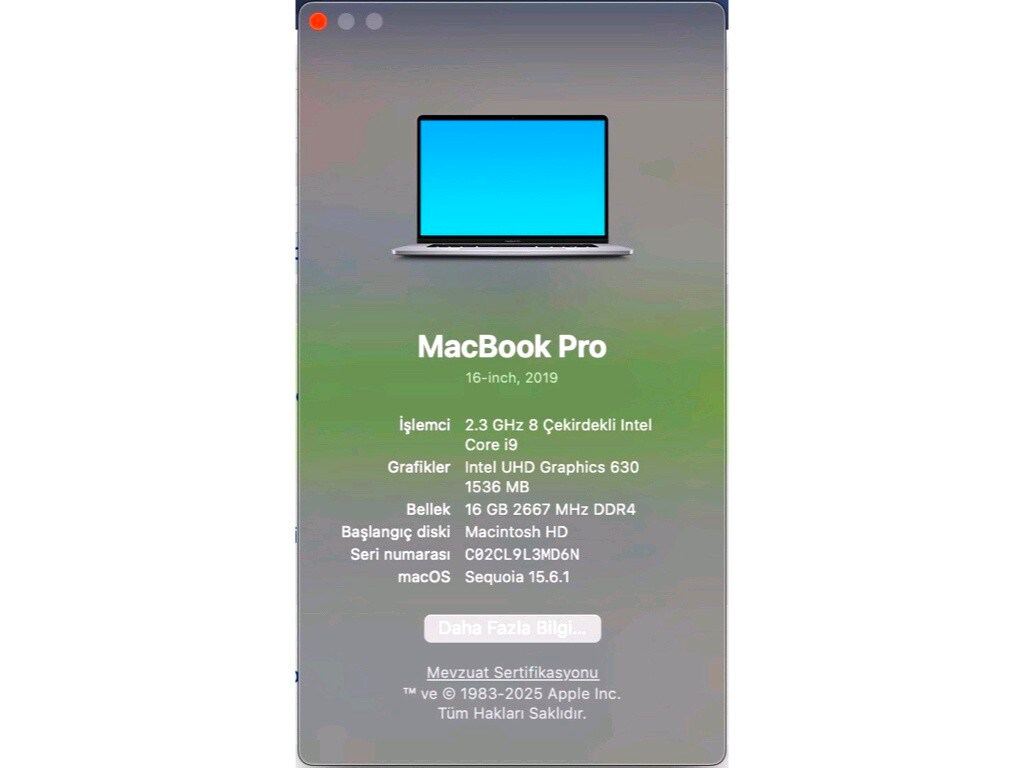 COK TEMİZ KULLANILMIŞ MACBOOK PRO 16 inch 1 TB 16 GB RAM - 17