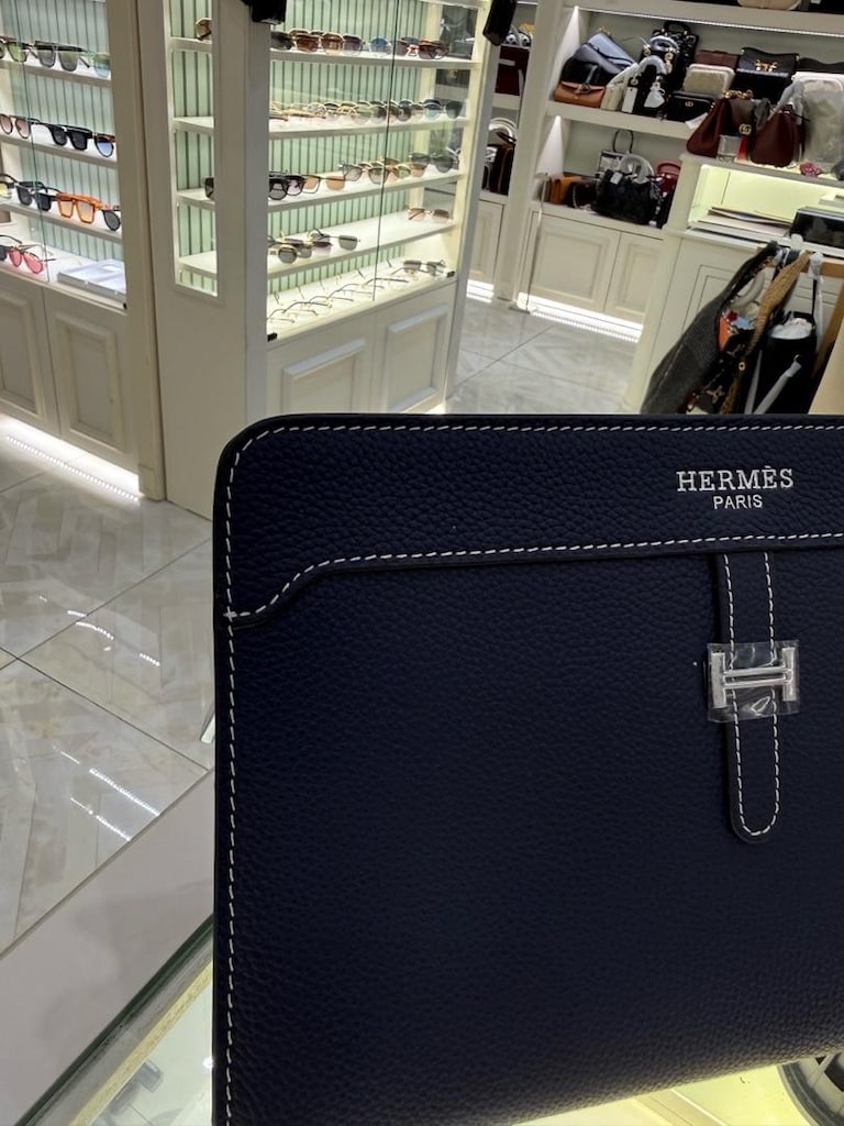 Hermès Lacivert Hakiki Deri El Çantası - 3