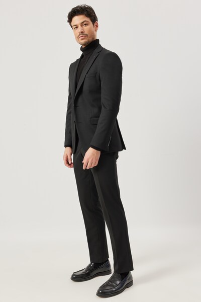 Altınyıldız Slim Fit 52 Beden Mono Yaka Örme Siyah Takım Elbise