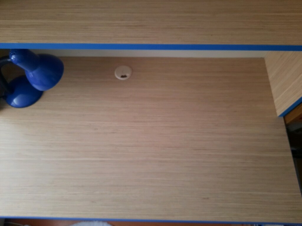 Ahşap mavi çizgili çalışma masası - 10