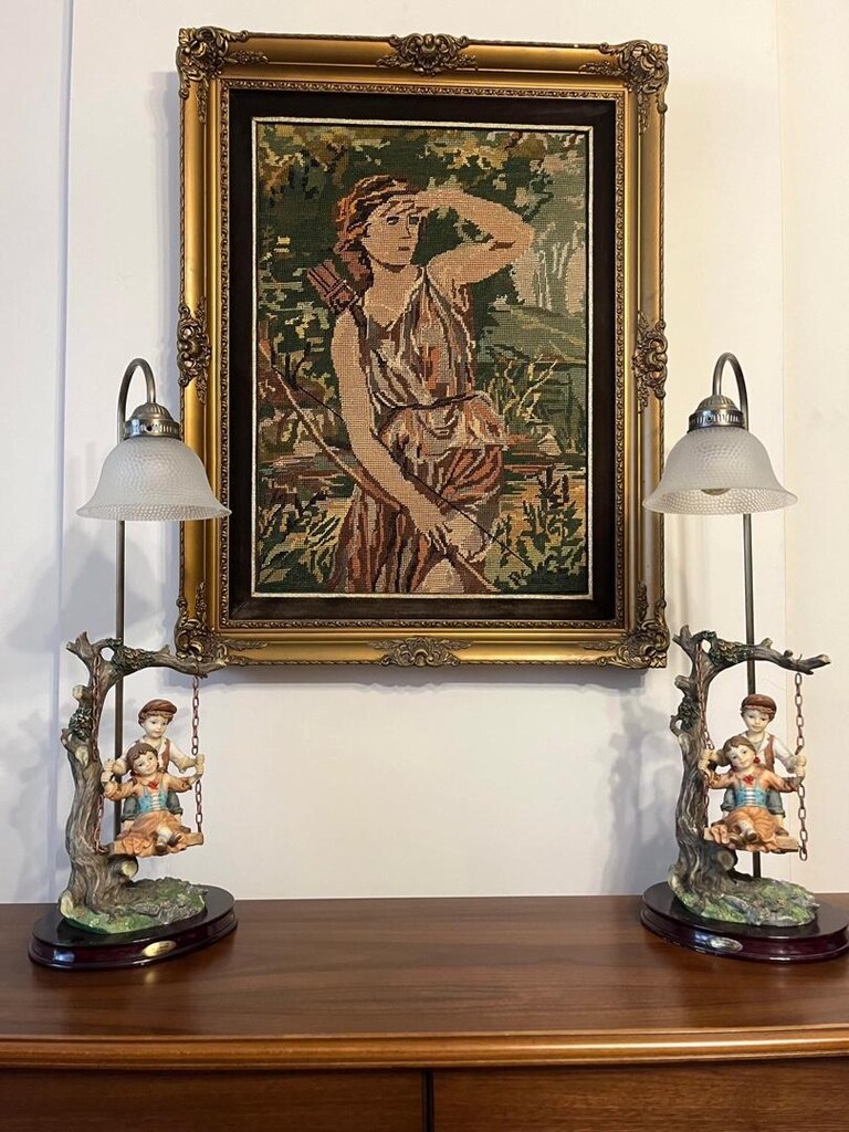 Vintage La Anina Collection Çift Gece Lambası Abajur - 4