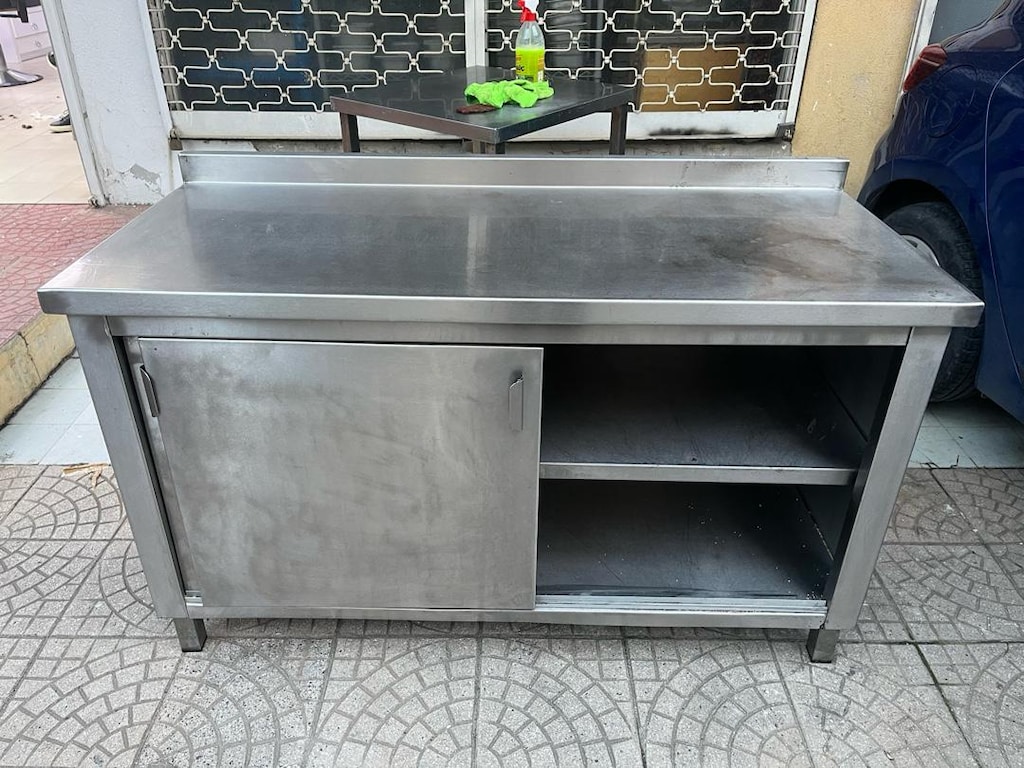140x60 DOLAPLI ÇALIŞMA TEZGAHI 304 ORJİNAL PASLANMAZ - 2