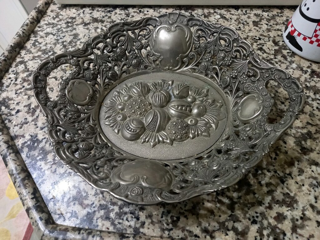 Alman gümüşü kabartmalı meyve tabağı - 9