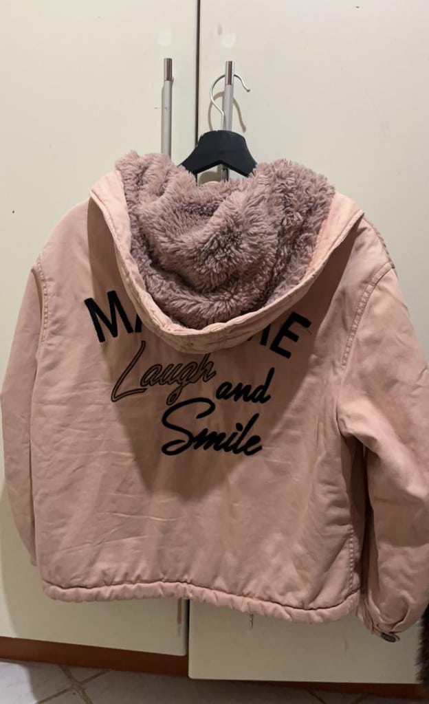 Pembe Kapüşonlu Mont - 5