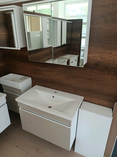 KAŞMİR &BEYAZ DUVARA ASMALI MDF BANYO DOLABI
