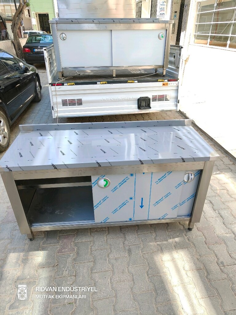 krom tezgah endüstriyel hazır mutfak krom çalışma tezgahı 160 cm tezğa - 8