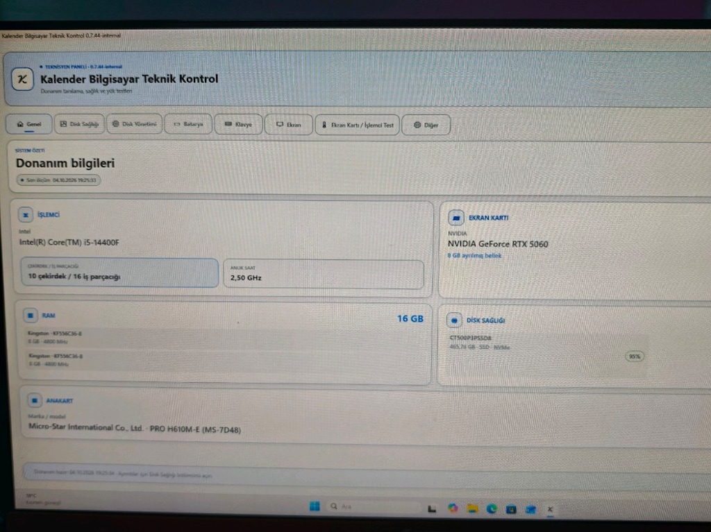 i5 14400F RTX 5060 16GB DDR5 Ram 512GB SSD Gaming Bilgisayar - 4