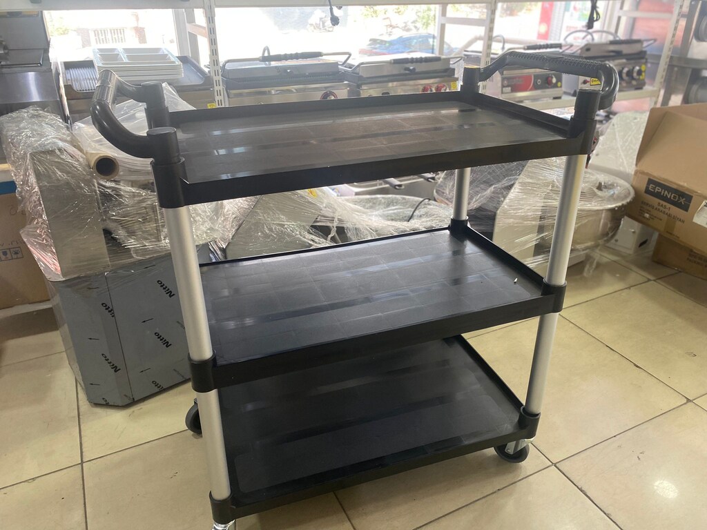 RESTORANT TEPSİ TABAK TAŞIMA TOPLAMA SERVİS ARABASI 3 KATLI - 2