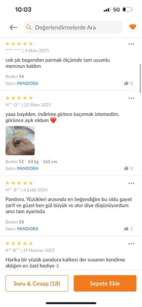 HARİKA PANDORA GÜMÜŞ YÜZÜK - 6