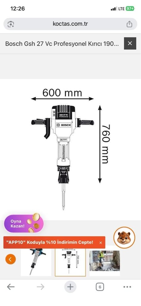 BOSCH 29.5 KIRICI PROFESYONEL 8 SAAT KULLANILDI - 2