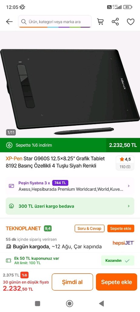 XP PEN STAR G960 S SIFIR GRAFİK TABLET - 6