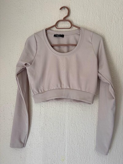 Minimal Bej Crop Sweatshirt