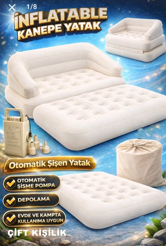 çift kişilik şişme yatak ve koltuk(hiç kullanılmadı) - 2