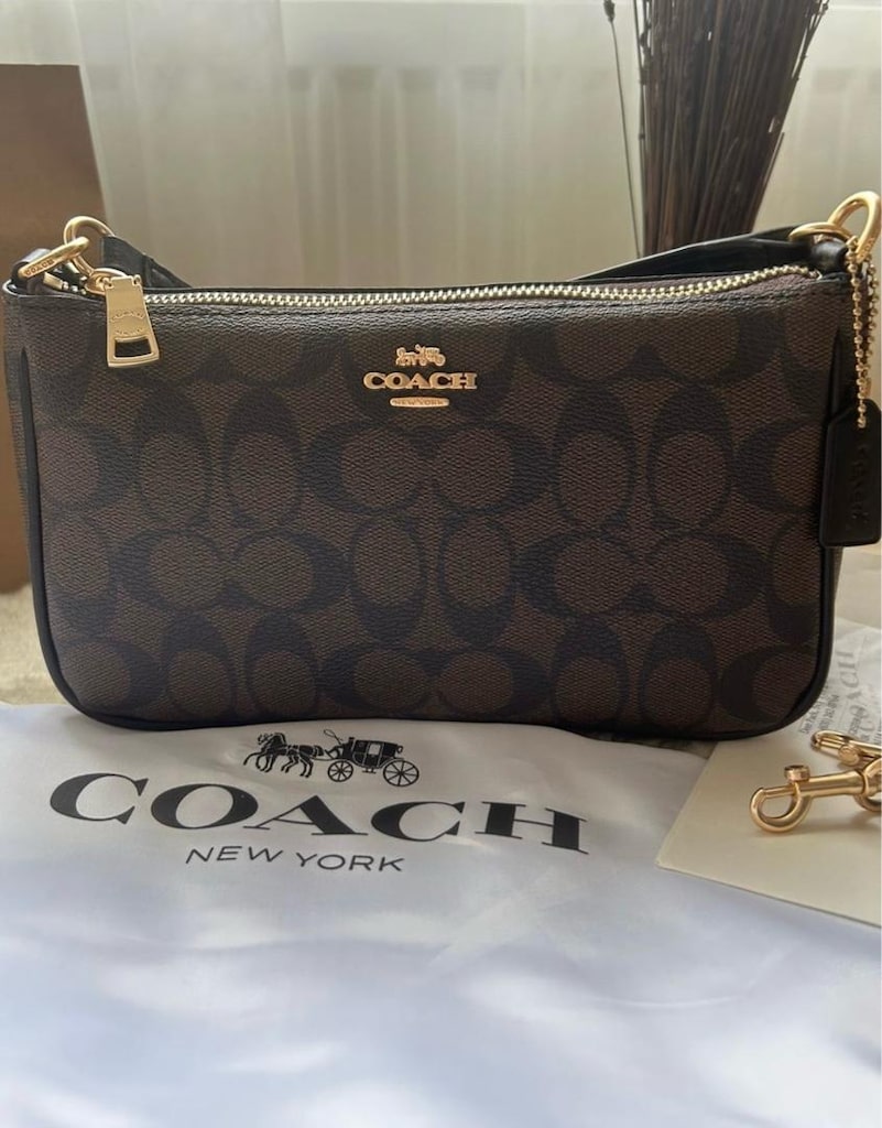 TOP HANDLE POUCH IN SIGNATURE Acı Kahve - 4
